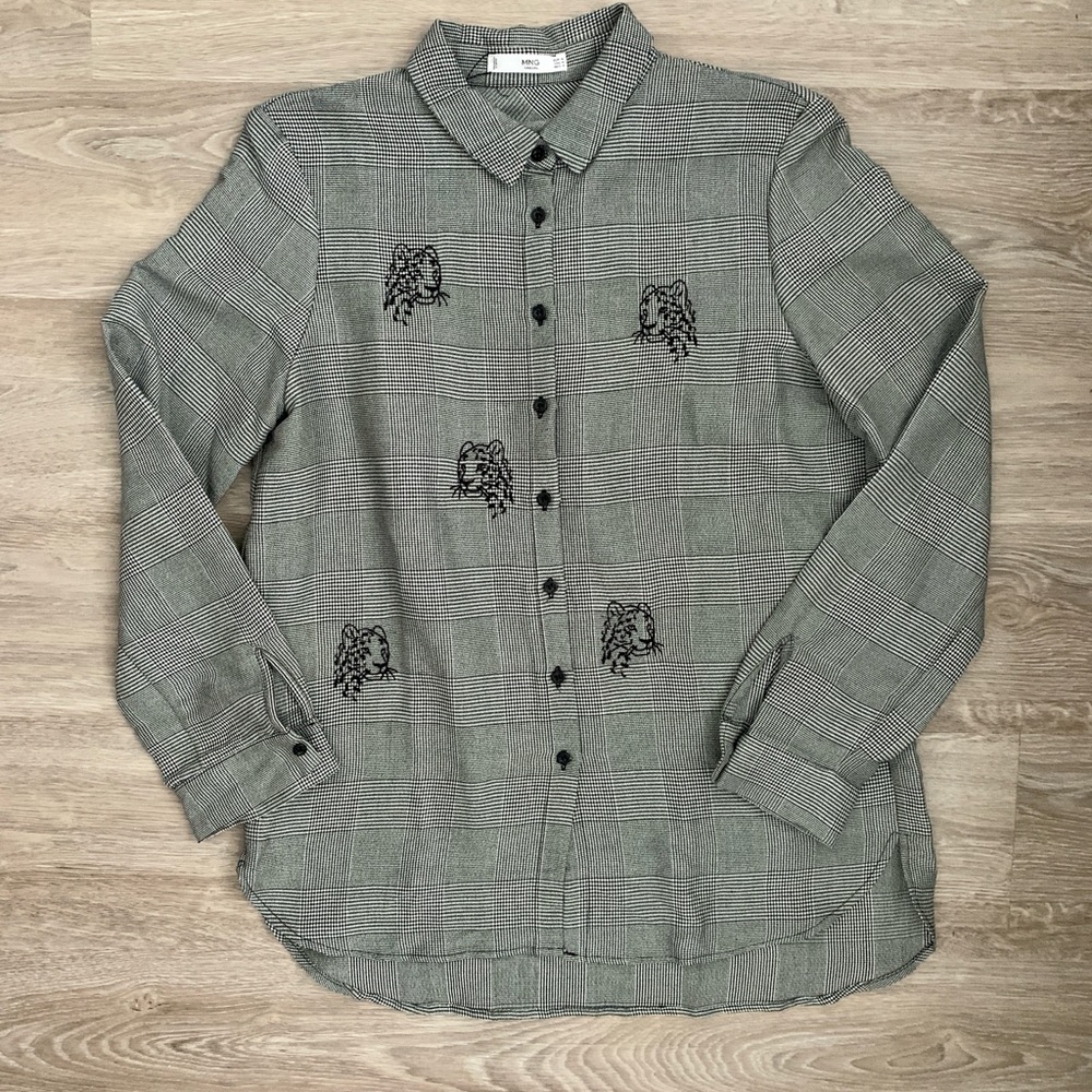 Mango Gray Plaid Shirt